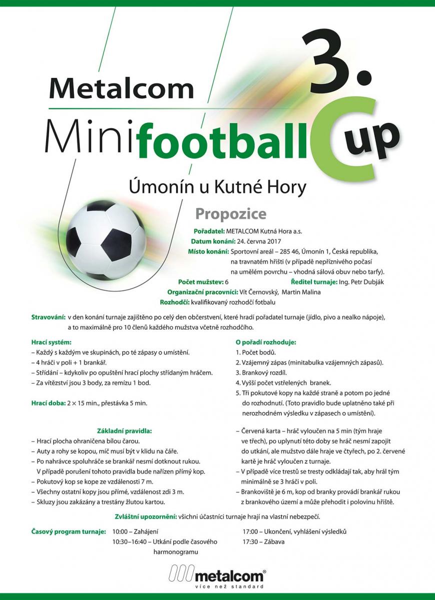Metalcom MiniFootball Cup 2017 - sportovní soutěž.