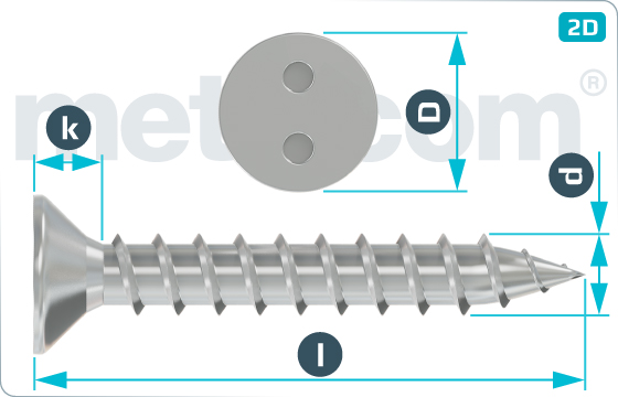 Security screws tapping two hole drive countersunk head screws - SeKo