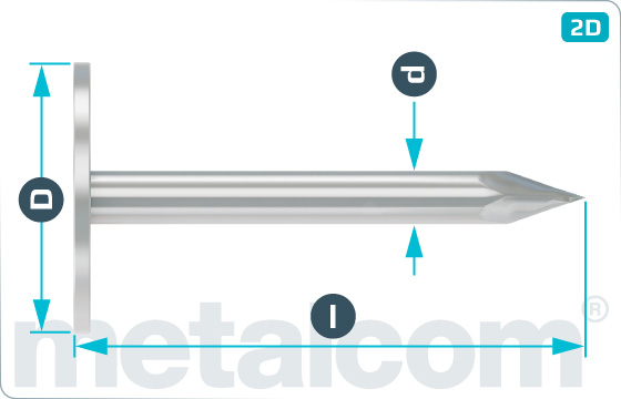 Hřebíky s plochou hlavou do krytiny s velkou hlavou - DIN 1160 B