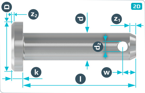 Head pins with hole for split pins - DIN 1444 B