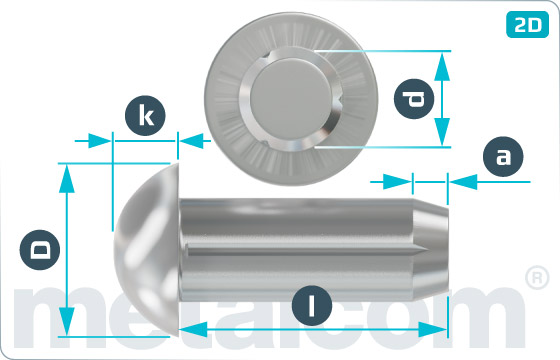 Kolíky rýhované s půlkulovou hlavou - DIN 1476
