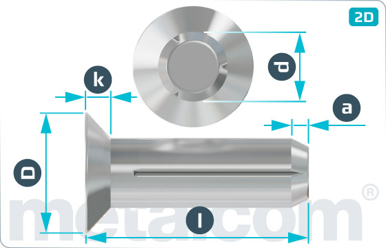 Grooved pins countersunk head - DIN 1477