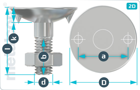 Nib or square neck bolts belting bolts with hexagon nut - DIN 15237 Mu