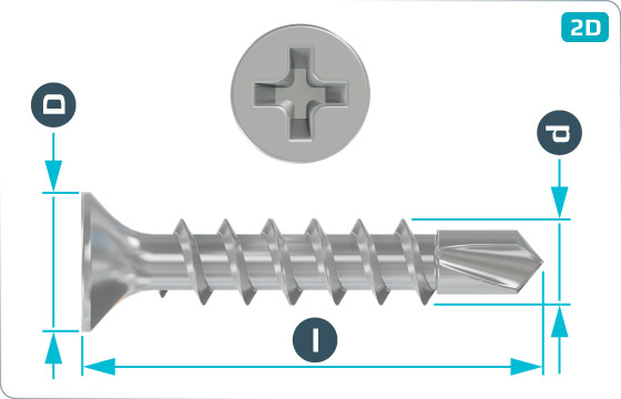 Dry wall screws cross recessed trumpet head with tapping thread and drilling point - DIN 18182 TB