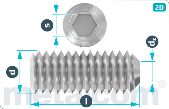 Set screws hexagon socket with cup point for milling cutters - DIN 1835 B