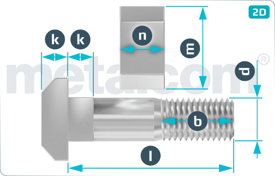 T-head bolts square neck - DIN 186