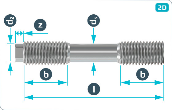 Studs and shackles double ended studs with reduced shank - DIN 2510 L