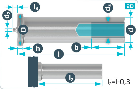 Head pins welding tapped bosses - DIN 32501 IT