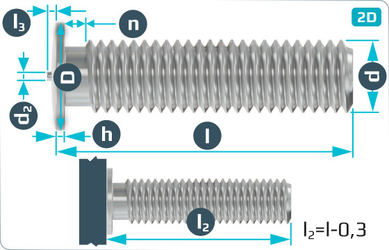 Head pins welding threaded studs - DIN 32501 PT