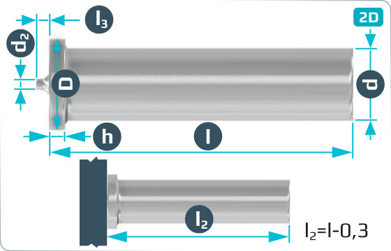 Head pins welding pins - DIN 32501 UT