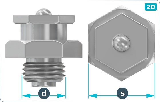 Hexagon lubricating nipples, button head - DIN 3404