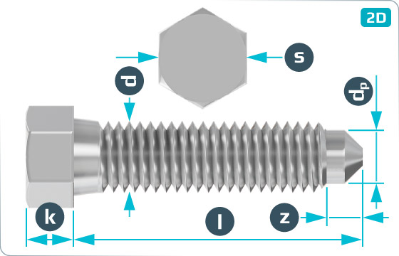 Hexagon set screws with half dog point and cone end - DIN 564