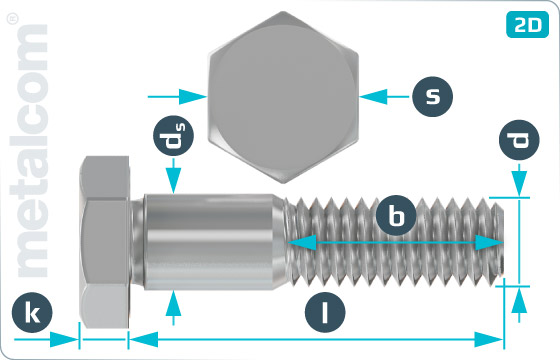 Hexagon fitted bolts long threaded - DIN 609