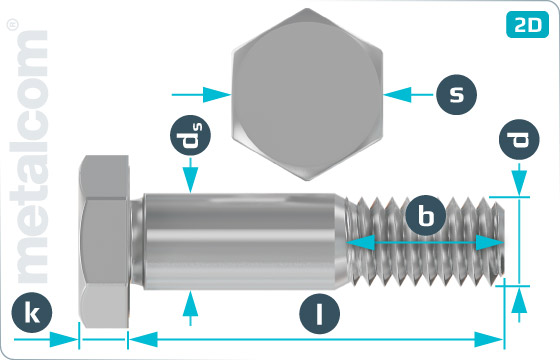 Hexagon fitted bolts short threaded - DIN 610