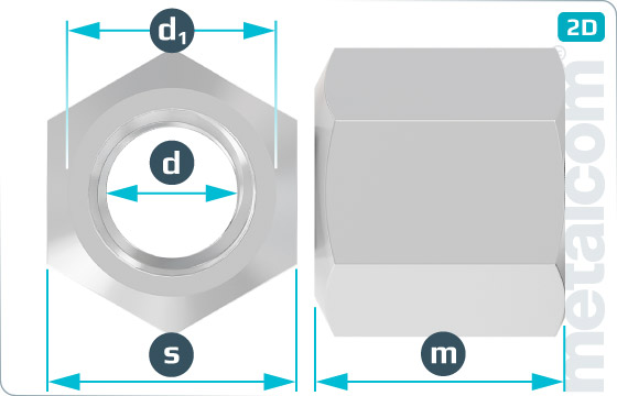 Hexagon nuts height of 1,5d - DIN 6330 B