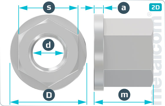 Hexagon nuts height of 1,5d and collar - DIN 6331