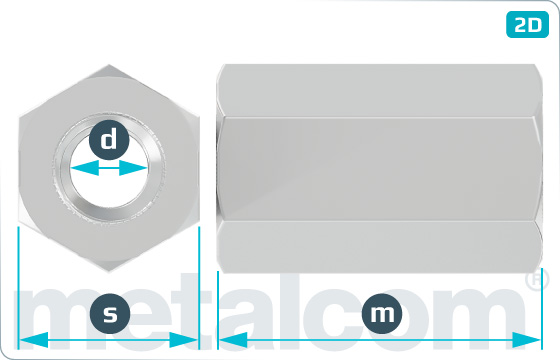 Hexagon nuts height of 3d - DIN 6334