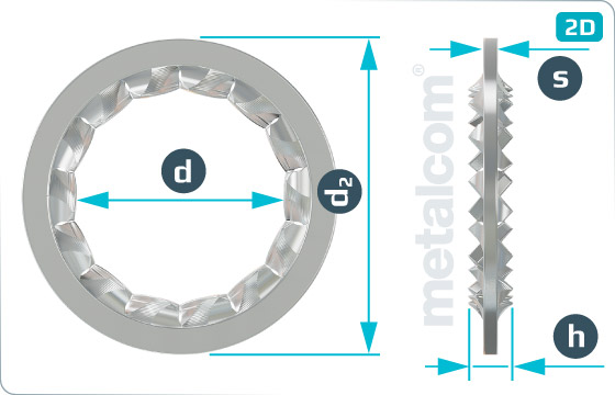 Serrated lock washers internal teeth - DIN 6798 J