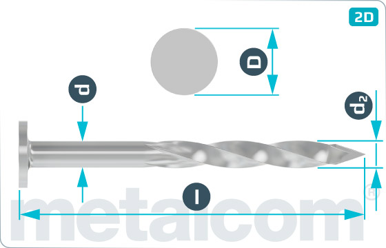 Flat head nails screwed with bit point - DIN 68163 A