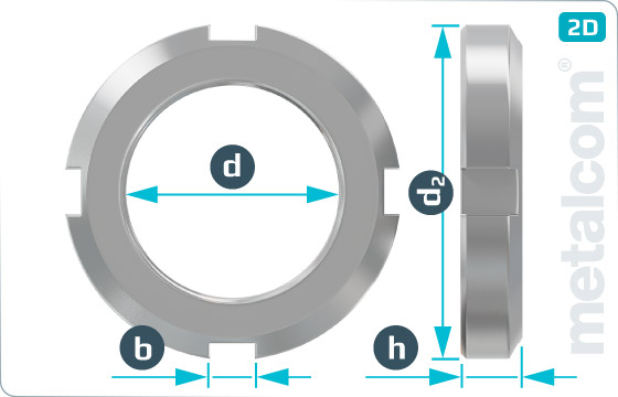 Slotted nuts round for hook spanner - DIN 70852