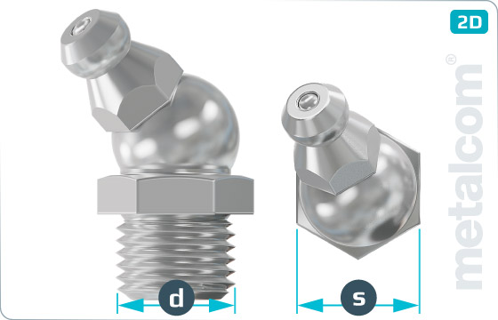 Hexagon lubricating nipples with head 45° - DIN 71412 B