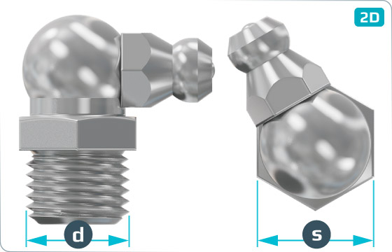 Hexagon lubricating nipples with head 90° - DIN 71412 C