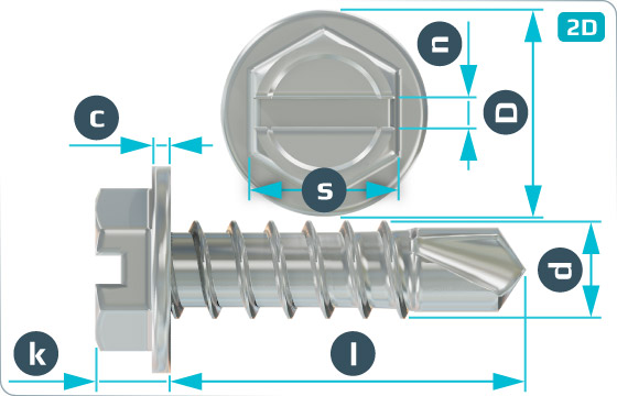 Self-drilling tapping screws slotted hexagon washer head - DIN 7504 L