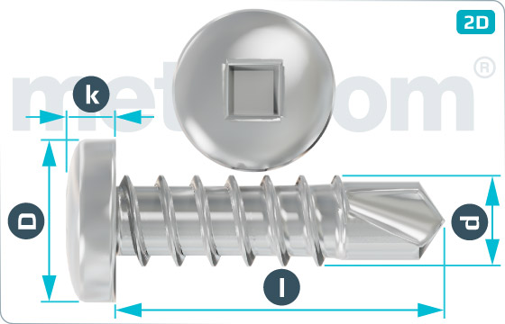 Self-drilling tapping screws square recessed pan head - DIN 7504 M-Square