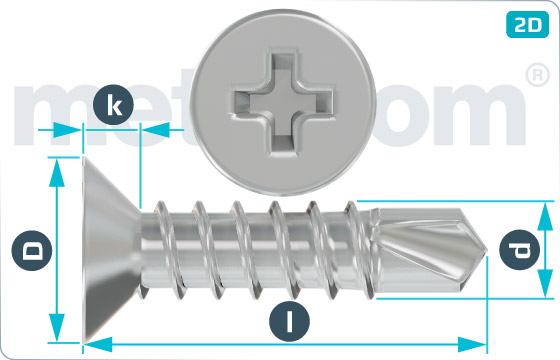 Self-drilling tapping screws cross recessed countersunk head - DIN 7504 O-H