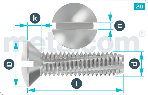 Thread-cutting screws slotted raised countersunk head - DIN 7513 G