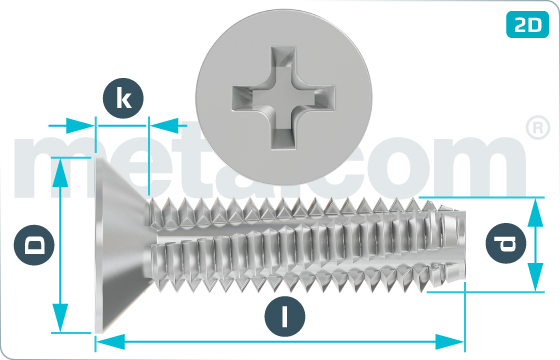 Thread-cutting screws cross recessed countersunk head - DIN 7516 D-H