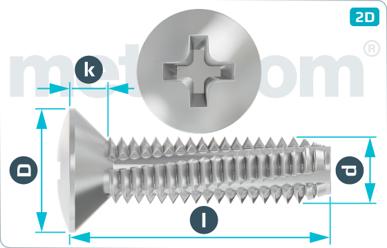 Thread-cutting screws cross recessed raised countersunk head - DIN 7516 E-H