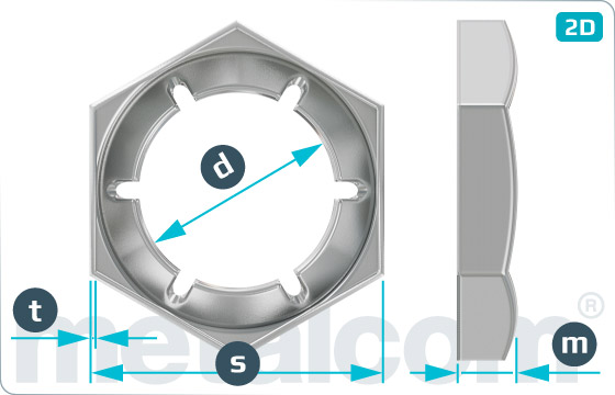 Hexagon nuts self locking counter (Pal) - DIN 7967