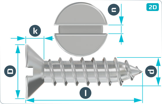 Tapping screws slotted countersunk head - DIN 7972 C