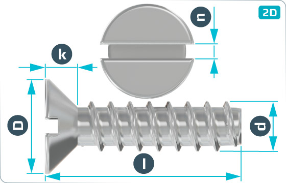 Tapping screws slotted countersunk head - DIN 7972 F