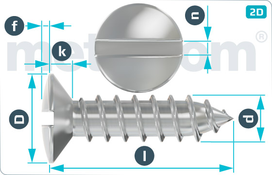 Tapping screws slotted raised countersunk head - DIN 7973 C