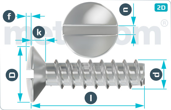 Tapping screws slotted raised countersunk head - DIN 7973 F