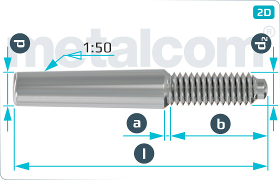 Taper pins with external thread and constant pin length - DIN 7977