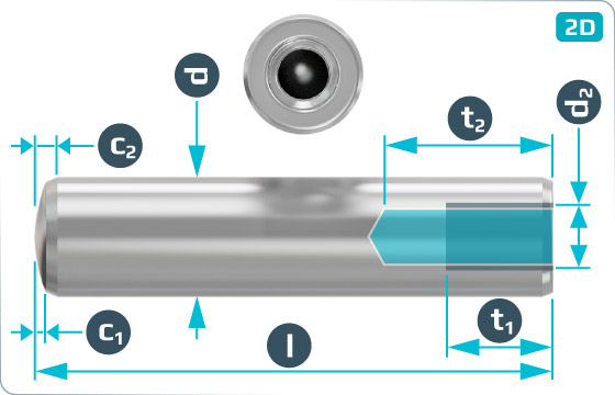 Parallel pins hardened with internal thread - DIN 7979 D-m6