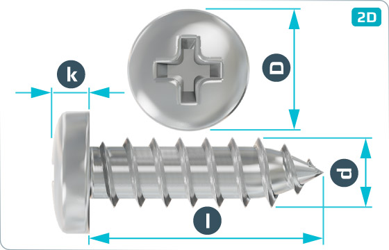 Tapping screws cross recessed pan head - DIN 7981 C-H