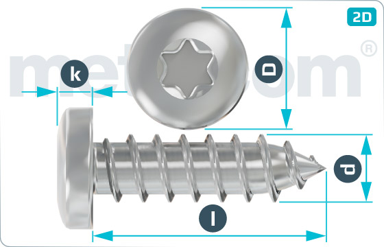 Wkręty do blachy z łbem walcowym i nacięciem TORX - DIN 7981 C-TX