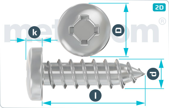 Tapping screws square and cross recessed pan head - DIN 7981 C-UniSquare