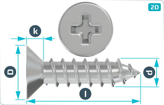 Tapping screws cross recessed countersunk head - DIN 7982 C-H