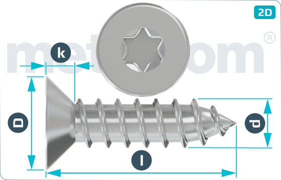 Tapping screws hexalobular internal drive (TORX) countersunk head - DIN 7982 C-TX