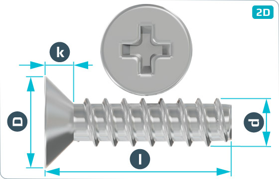 Tapping screws cross recessed countersunk head - DIN 7982 F-H