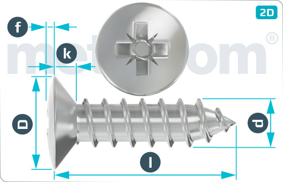 Tapping screws cross recessed raised countersunk head - DIN 7983 C-H