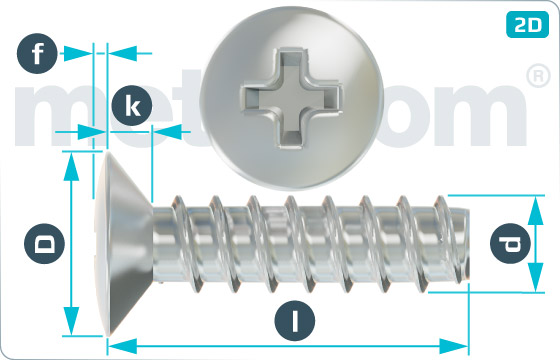 Tapping screws cross recessed raised countersunk head - DIN 7983 F-H