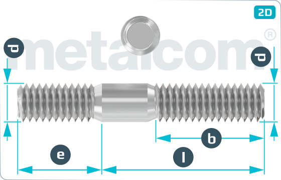 Studs metal end = 2d - DIN 835