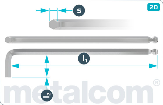 Wrenches for hexagon socket screws with globular head, long - DIN 911 L-Kugel