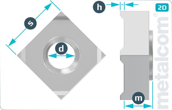 Square nuts weld - DIN 928